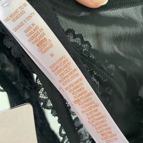 NWT Savage X Fenty floral lace and mesh bralette in black caviar size 3X - Picture 4 of 4